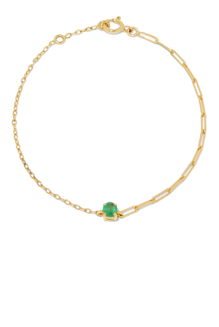 Solitaire Bracelet, 18k Yellow Gold & Emerald